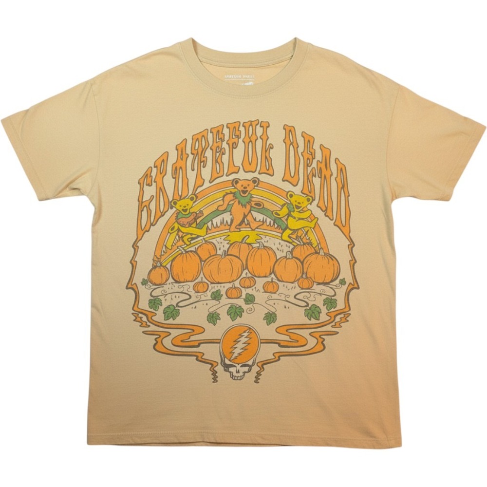 American Eagle Grateful Dead T-Shirt Womens XS/S Tan Pumpkin Dancing Bears Band